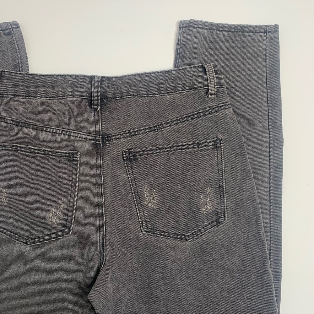 Princess Polly Zaneta Washed Black Distressed Straight Leg Denim Jeans NWT - Picture 9 of 16